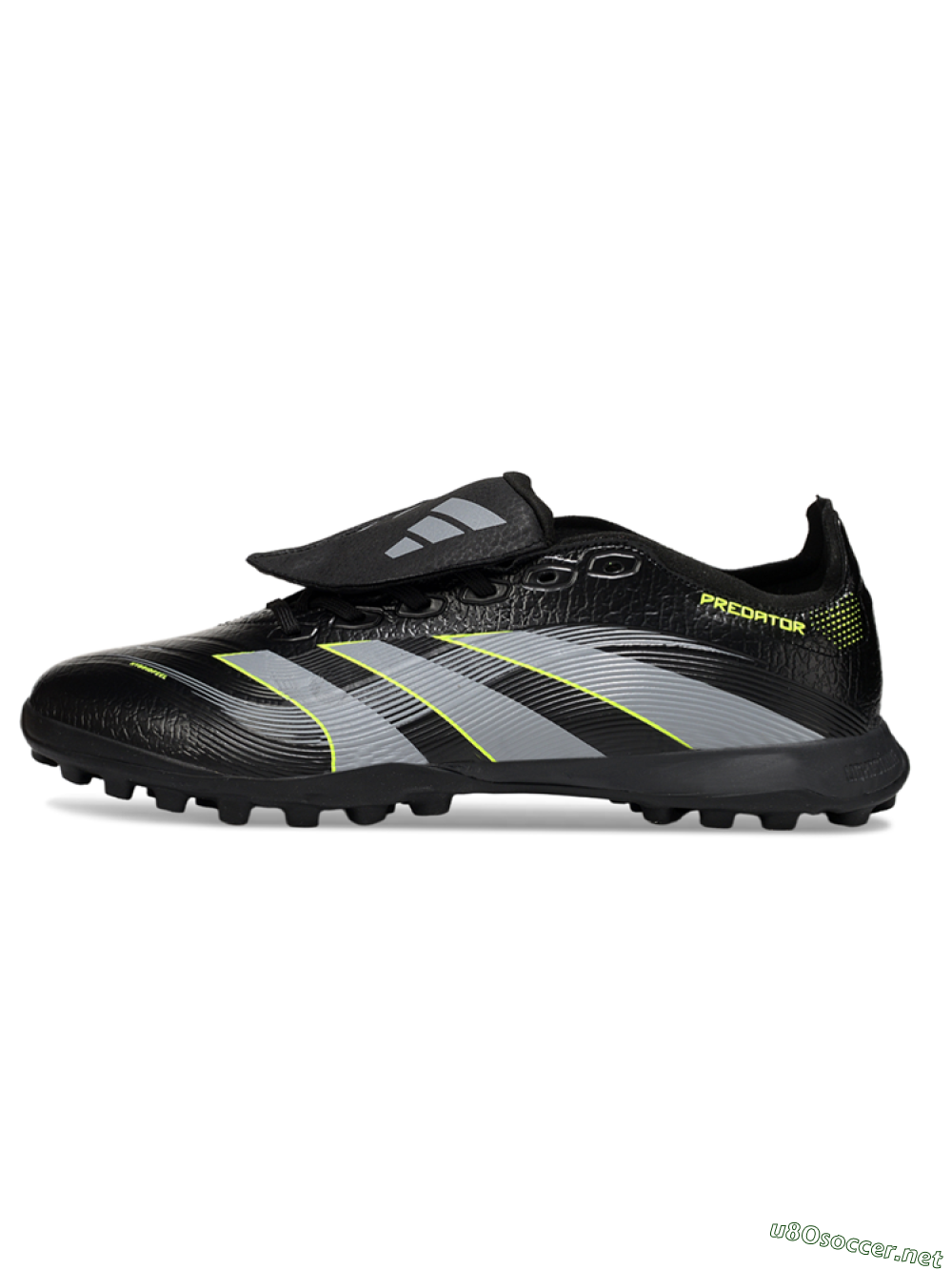 Unisex Adidas Predator 25 Elite Foldover Tongue TF Football Shoes - Black/Grey/Yellow 0