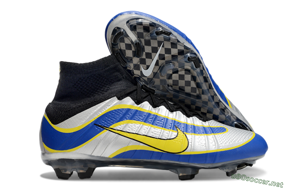 Men's Nike Mercurial Superfly 4 Elite FG Football Boots - Silver/Yellow/Blue 2