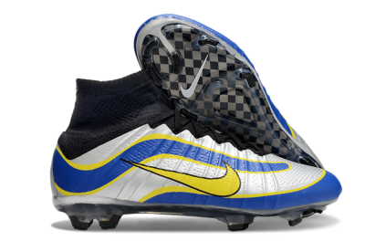 Men's Nike Mercurial Superfly 4 Elite FG Football Boots - Silver/Yellow/Blue