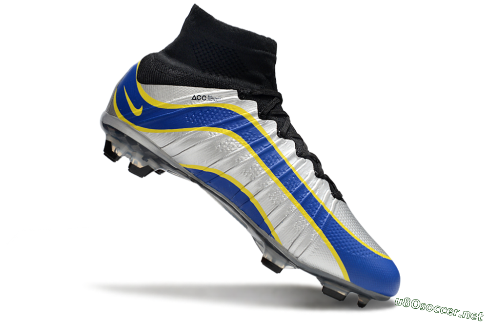 Men's Nike Mercurial Superfly 4 Elite FG Football Boots - Silver/Yellow/Blue 4