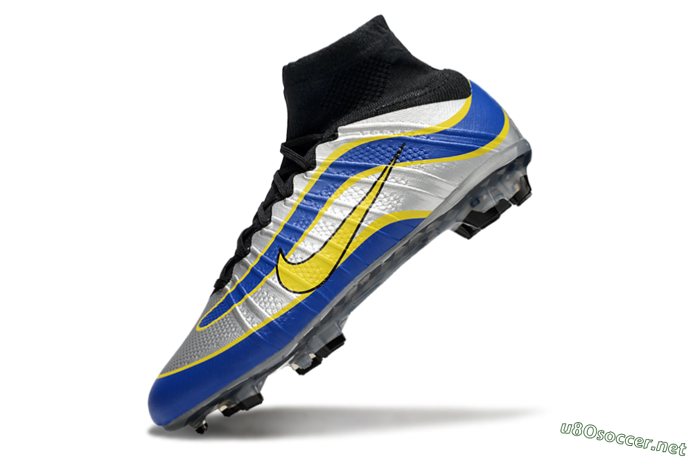 Men's Nike Mercurial Superfly 4 Elite FG Football Boots - Silver/Yellow/Blue 5