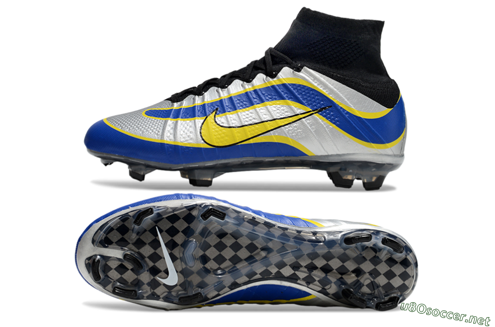 Men's Nike Mercurial Superfly 4 Elite FG Football Boots - Silver/Yellow/Blue 1