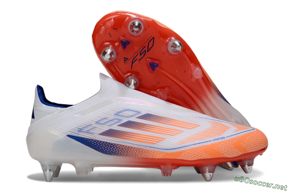 Men's Adidas F50 Elite Laceless SG Football Boots - White/Red/Blue 2