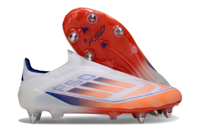 Men's Adidas F50 Elite Laceless SG Football Boots - White/Red/Blue