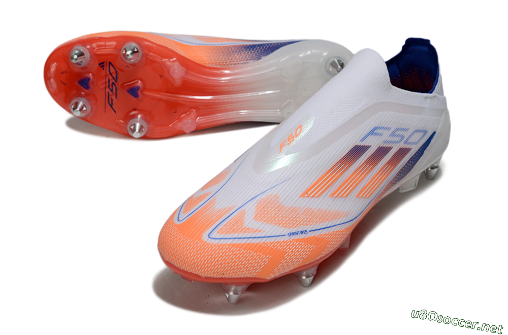 Men's Adidas F50 Elite Laceless SG Football Boots - White/Red/Blue 3