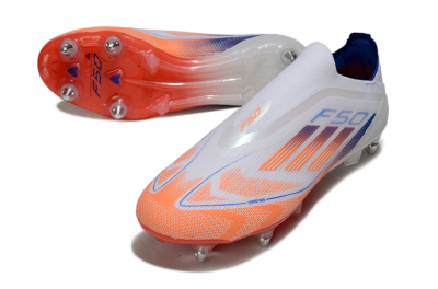 Men's Adidas F50 Elite Laceless SG Football Boots - White/Red/Blue