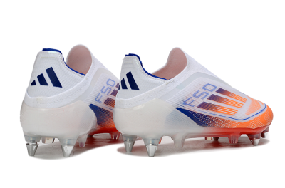 Men's Adidas F50 Elite Laceless SG Football Boots - White/Red/Blue
