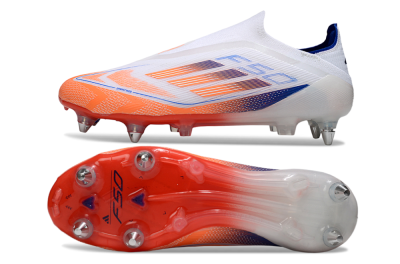Men's Adidas F50 Elite Laceless SG Football Boots - White/Red/Blue