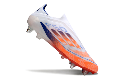 Men's Adidas F50 Elite Laceless SG Football Boots - White/Red/Blue