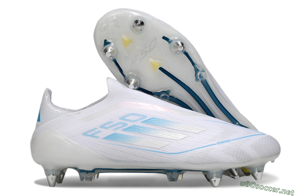 Men's Adidas F50 Elite Laceless SG Football Boots - White/Blue 2