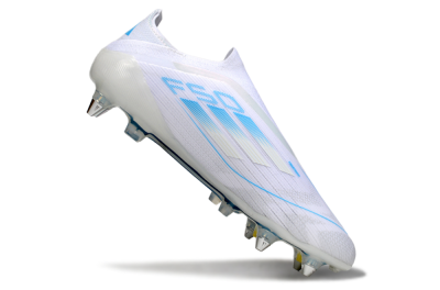 Men's Adidas F50 Elite Laceless SG Football Boots - White/Blue