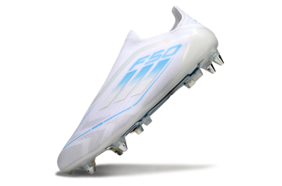 Men's Adidas F50 Elite Laceless SG Football Boots - White/Blue