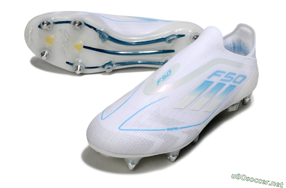 Men's Adidas F50 Elite Laceless SG Football Boots - White/Blue 3