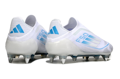 Men's Adidas F50 Elite Laceless SG Football Boots - White/Blue