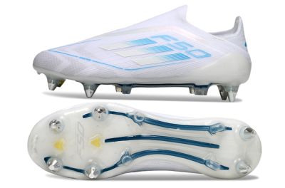 Men's Adidas F50 Elite Laceless SG Football Boots - White/Blue