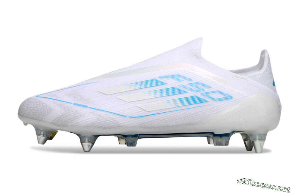 Men's Adidas F50 Elite Laceless SG Football Boots - White/Blue 0