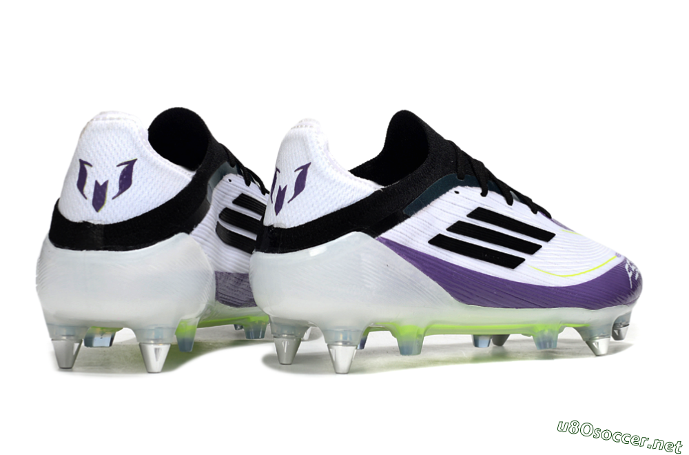 Men's Messi x Adidas F50 Elite SG Football Boots - White/Purple/Black 5