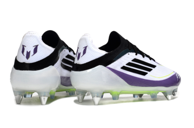 Men's Messi x Adidas F50 Elite SG Football Boots - White/Purple/Black