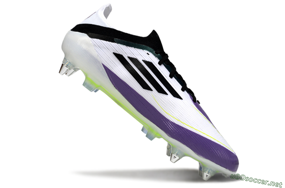 Men's Messi x Adidas F50 Elite SG Football Boots - White/Purple/Black 3