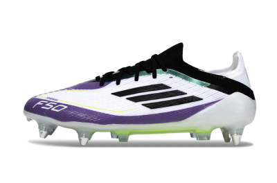 Men's Messi x Adidas F50 Elite SG Football Boots - White/Purple/Black