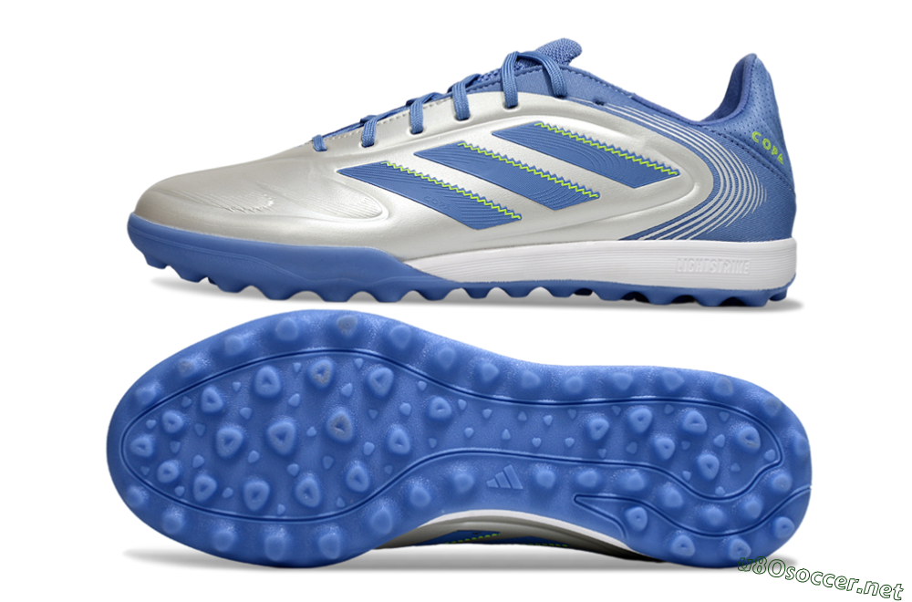 Men's Adidas Copa Pure 3 TF Football Shoes - Silver/Blue/Yellow 1