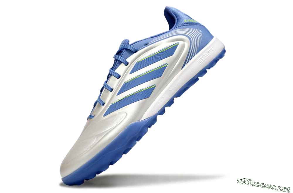 Men's Adidas Copa Pure 3 TF Football Shoes - Silver/Blue/Yellow 5