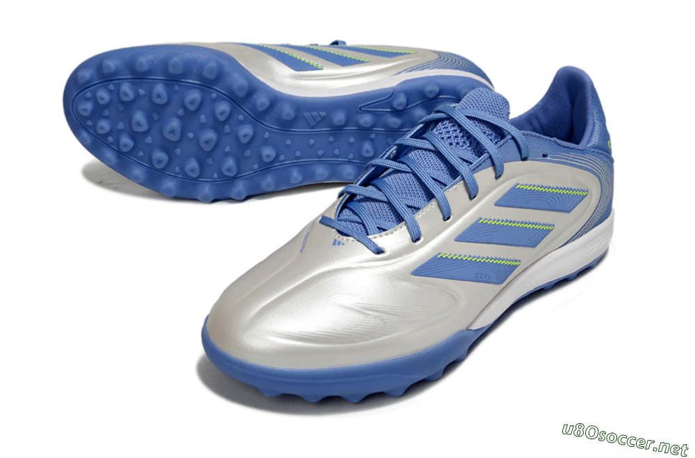 Men's Adidas Copa Pure 3 TF Football Shoes - Silver/Blue/Yellow 3