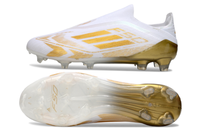 Men's Adidas F50 Elite Laceless FG Football Boots - White/Gold