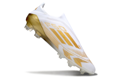 Men's Adidas F50 Elite Laceless FG Football Boots - White/Gold