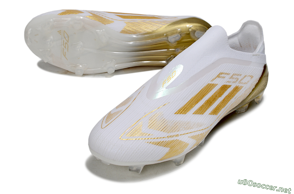Men's Adidas F50 Elite Laceless FG Football Boots - White/Gold 3