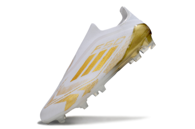 Men's Adidas F50 Elite Laceless FG Football Boots - White/Gold