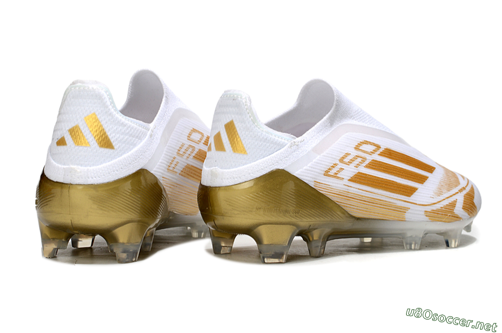 Men's Adidas F50 Elite Laceless FG Football Boots - White/Gold 6