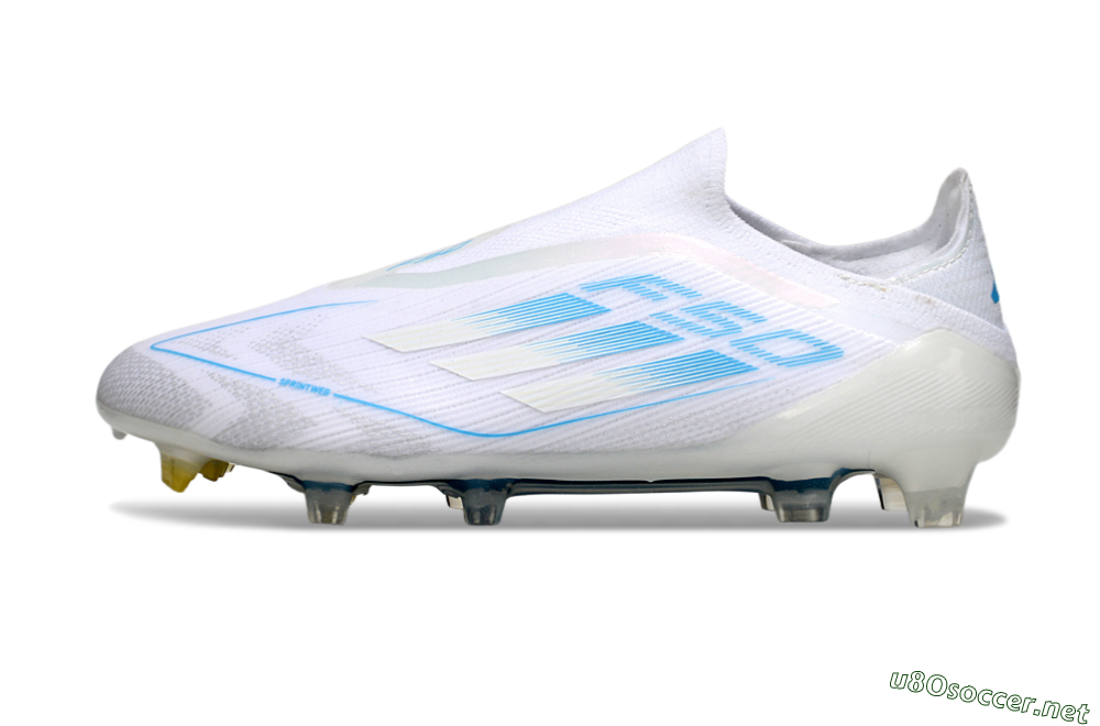 Men's Adidas F50 Elite Laceless FG Football Boots - White/Blue 0