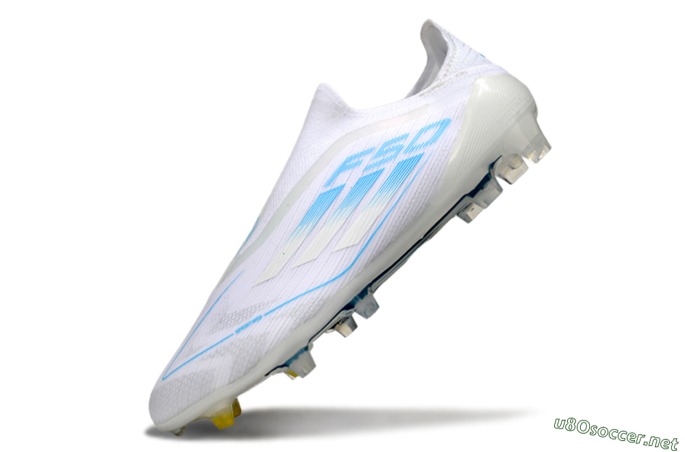Men's Adidas F50 Elite Laceless FG Football Boots - White/Blue 5