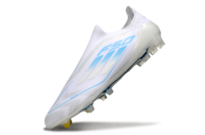 Men's Adidas F50 Elite Laceless FG Football Boots - White/Blue