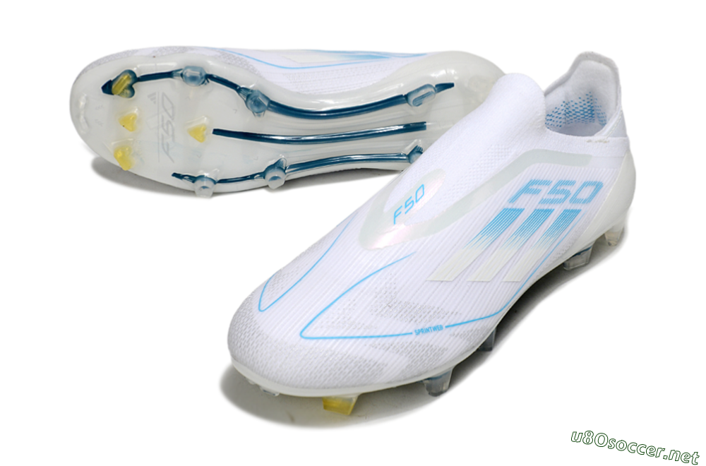 Men's Adidas F50 Elite Laceless FG Football Boots - White/Blue 3