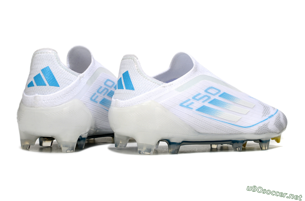 Men's Adidas F50 Elite Laceless FG Football Boots - White/Blue 6