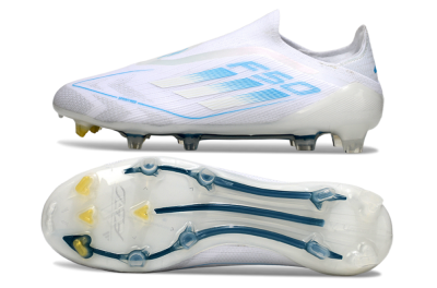 Men's Adidas F50 Elite Laceless FG Football Boots - White/Blue