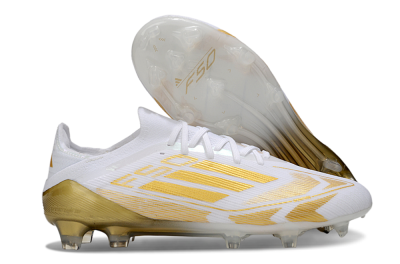 Men's Adidas F50 Elite FG Football Boots - White/Gold