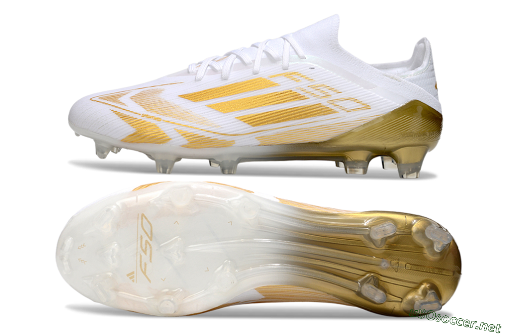 Men's Adidas F50 Elite FG Football Boots - White/Gold 1