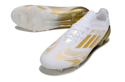 Men's Adidas F50 Elite FG Football Boots - White/Gold