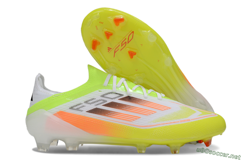 Men's Adidas F50 Elite FG Football Boots - White/Yellow/Orange 2