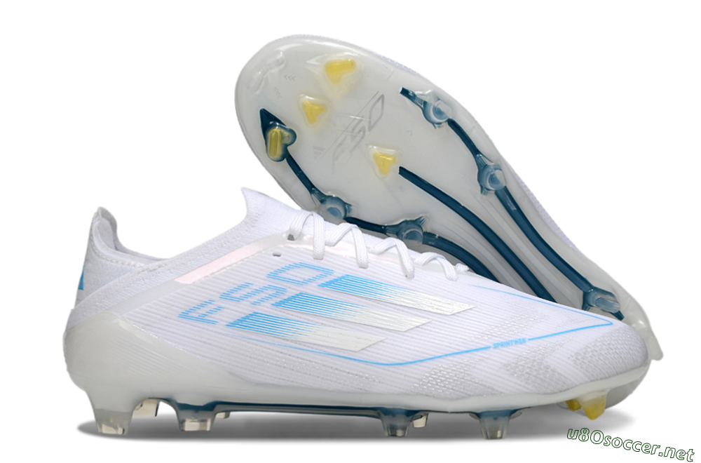 Men's Adidas F50 Elite FG Football Boots - White/Blue 2