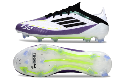 Men's Messi x Adidas F50 Elite FG Football Boots - White/Purple/Black