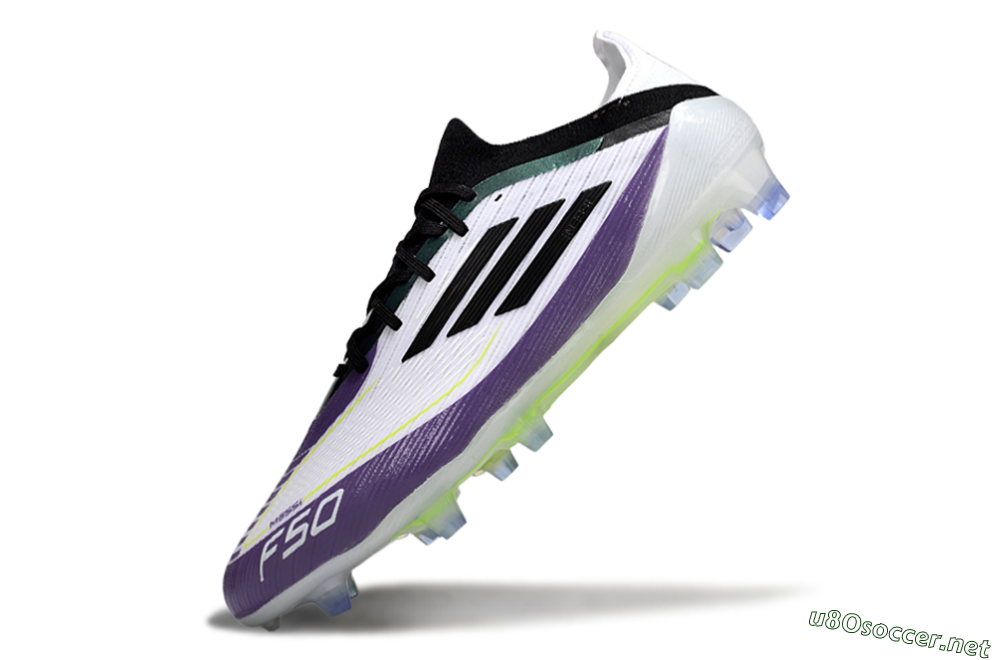 Men's Messi x Adidas F50 Elite FG Football Boots - White/Purple/Black 5
