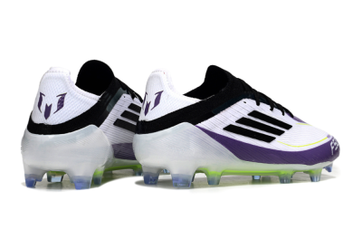 Men's Messi x Adidas F50 Elite FG Football Boots - White/Purple/Black