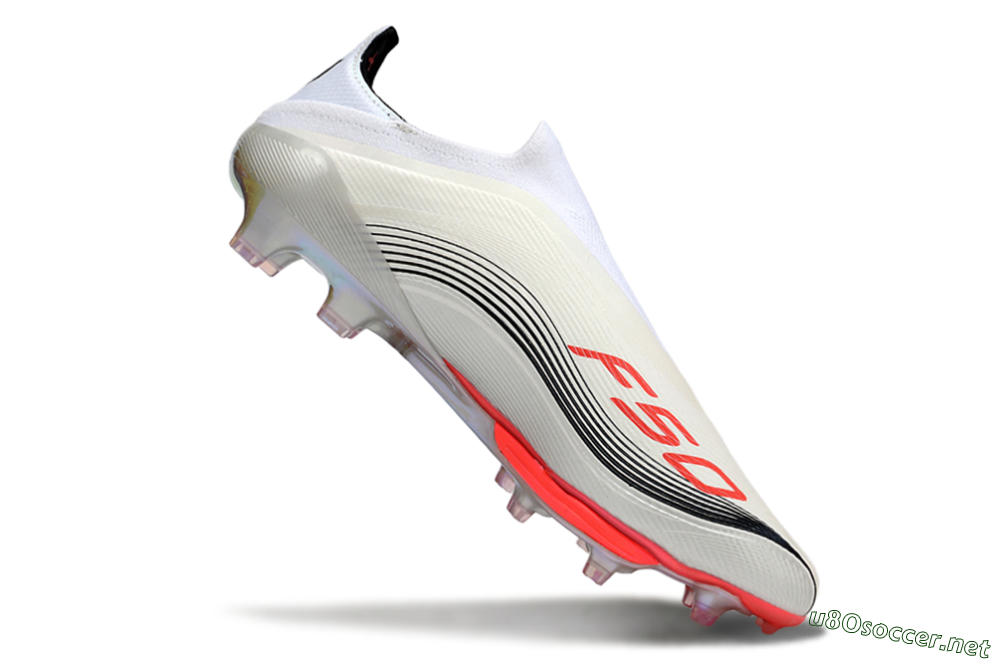 Men's Messi x Adidas F50+ Elite Laceless FG Football Boots - Silver/Red/Black 4