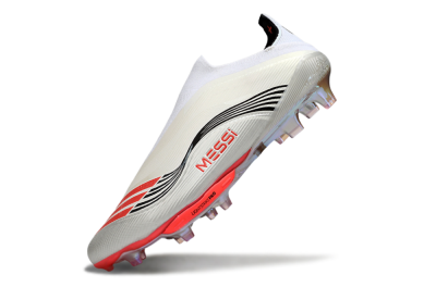 Men's Messi x Adidas F50+ Elite Laceless FG Football Boots - Silver/Red/Black