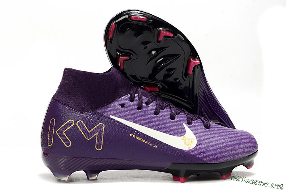 Kids Nike Air Zoom Mercurial Superfly 10 Elite FG Football Boots - Purple/White/Gold 2