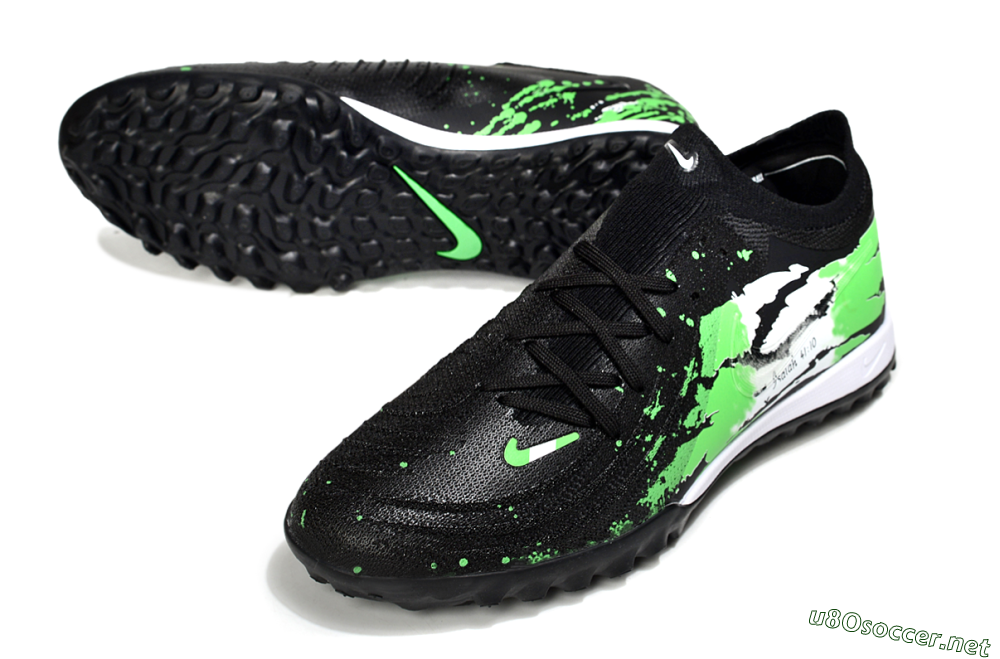 Men's Nike Phantom GX 2 Elite TF Football Shoes - Black/Green/White 3